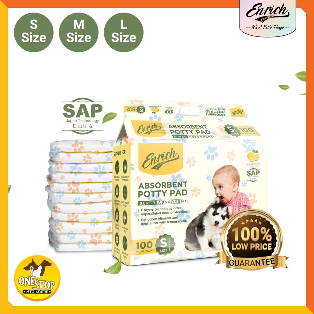 Enrich Champion Lemon Absorbent Potty Pad / Wee Wee Pad / Toilet Pad