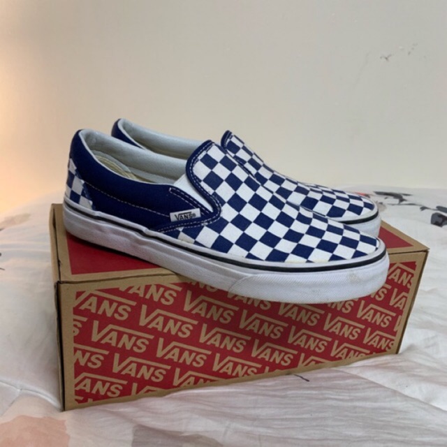 navy blue checkered vans