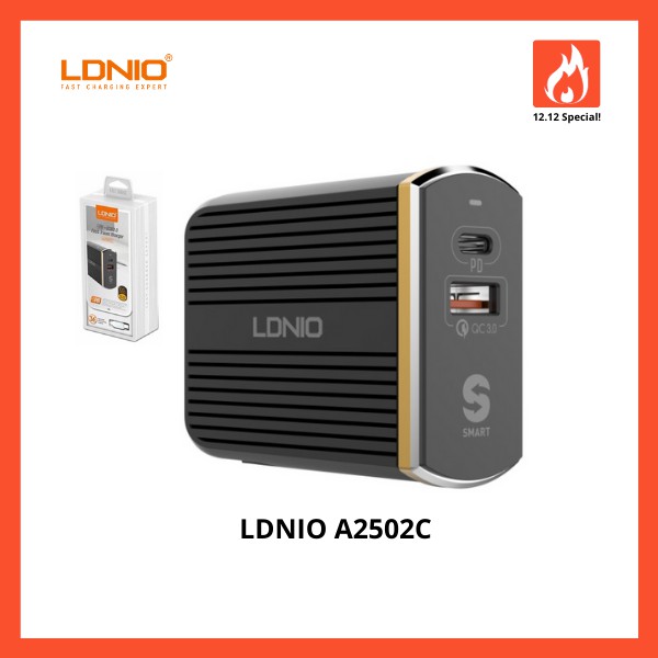 LDNIO A2502C UK Plug QualComm 3.0 Fast USB Type-C PD Travel USB Charger ...