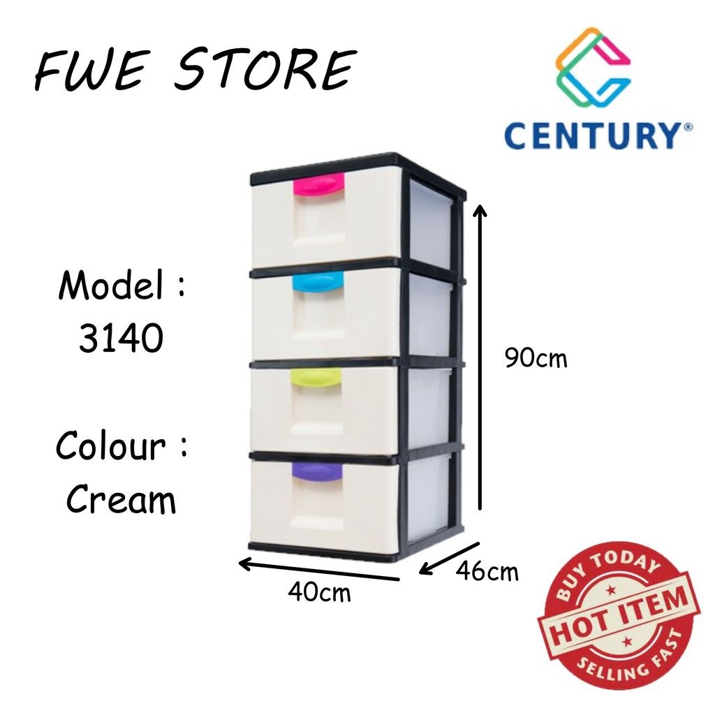 Century 4 Tier Plastic Drawer Plastic Cabinet Storage Cabinet