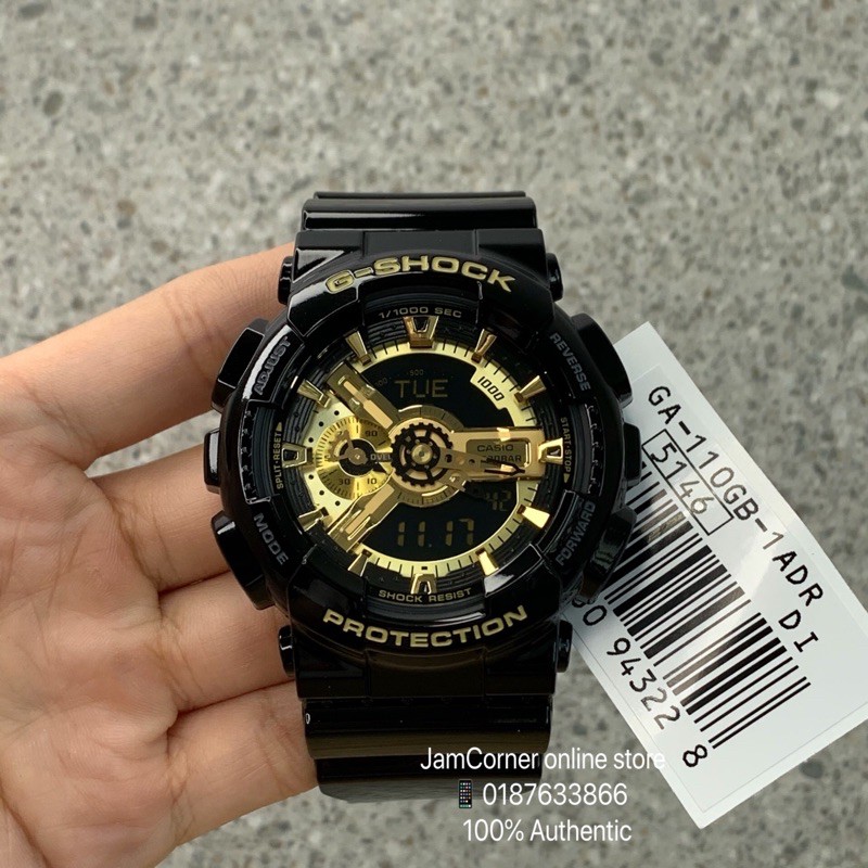 g shock ga110gb 1a black & gold watch