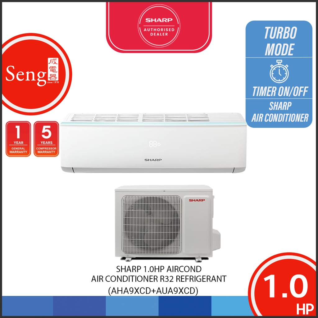 Sharp 1.0hp AirCond R32 Air Conditioner AHA9XCD + AUA9XCD Shopee Malaysia