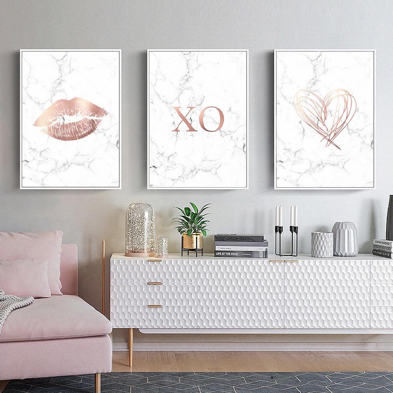 Gold Lip Art Fashion Poster Prints Sexy Lips Wall Art Canvas Painting Shopee Malaysia