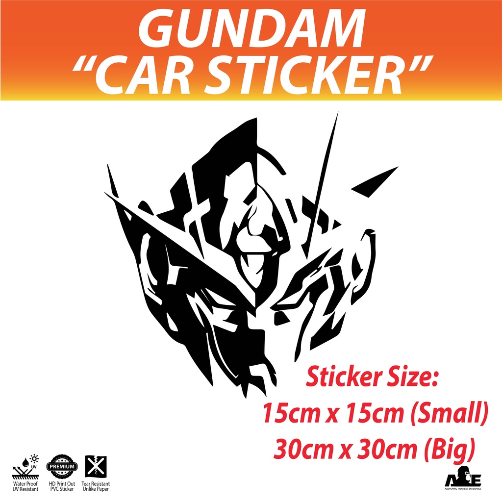 Gundam Car Sticker Pelekat Kereta Tahan Lama Kalis Air High Quality Shopee Malaysia 9793