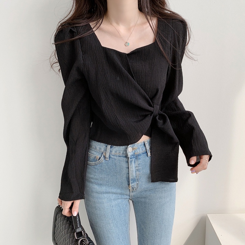 2022 Korean Style Puff Sleeve Top long sleeve blouse slim Shopee Malaysia