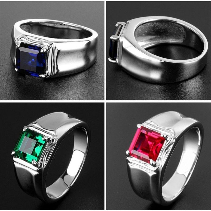 Cincin Perhiasan 3 Warna Kristal Batu Permata