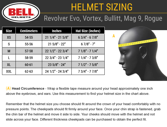 bell motorcycle helmet sizing