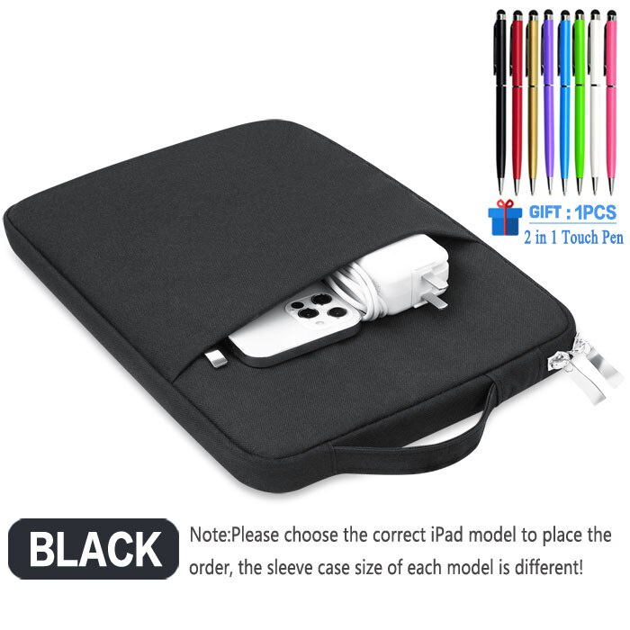 Handbag Case For iPad 2021 9th Air 5 4 10.9 10.2 Air3 10.5 Pro 11 2020 Tablet Pouch Zipper Multi Pockets Sleeve For Appl