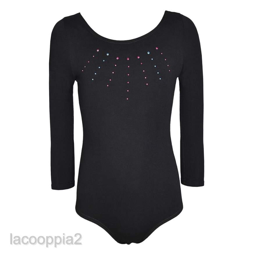 girls long sleeve black leotard