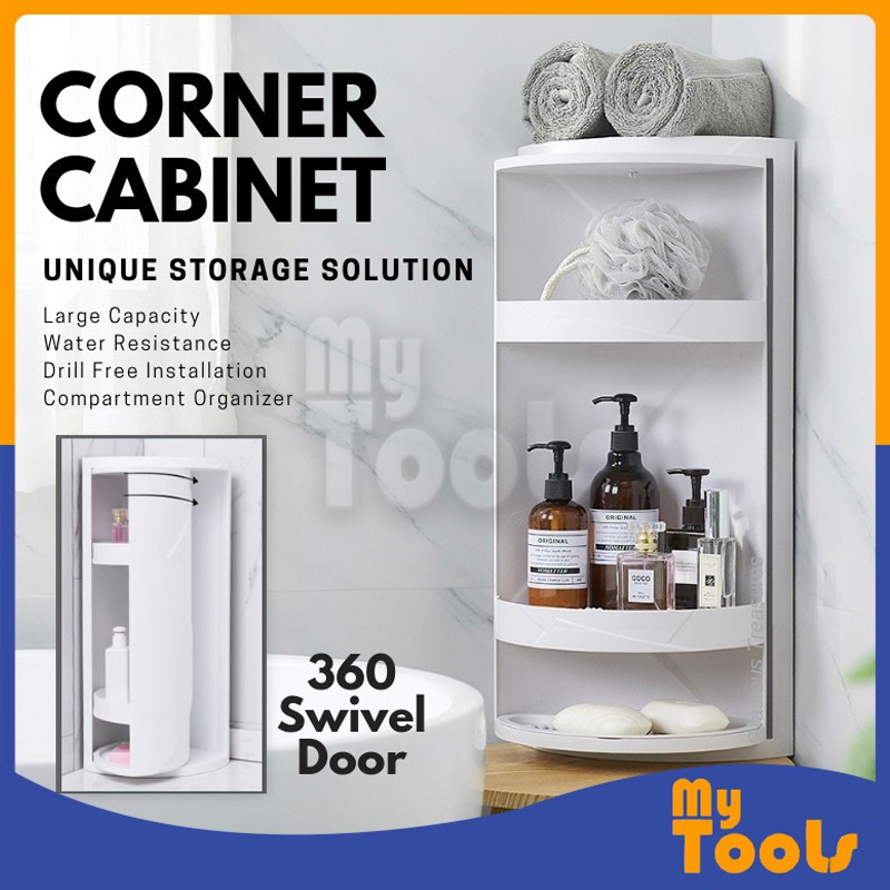 Mytools 360 Rotating Bathroom Shelf Kitchen Toilet Triangle Storage Rack Wall Large Storage Box Cabinet Random Color Shopee Malaysia