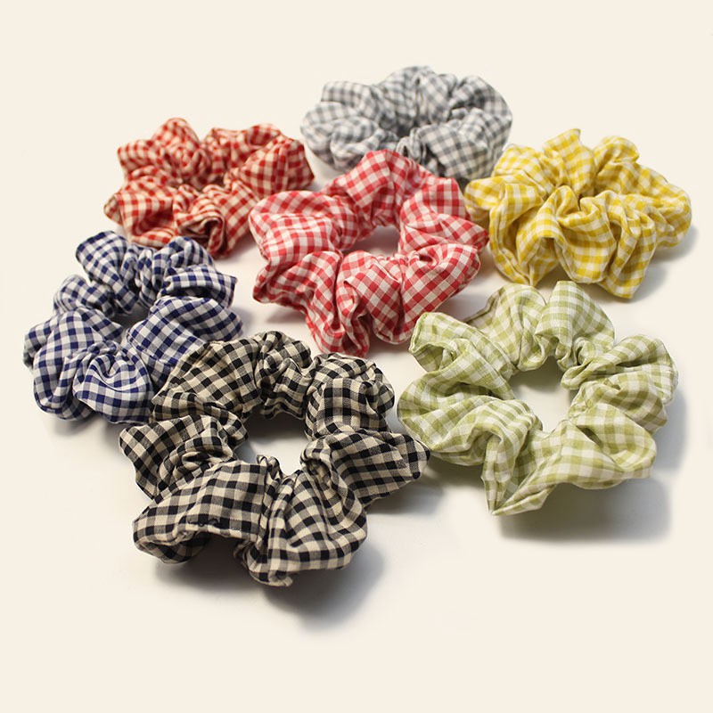 Plaid Hair Rope Ties Ponytail Holder Hair Ring Elastic Rubber Bands Scrunchies H