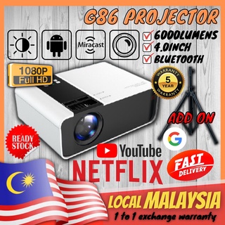 ⭐8 Years Warranty⭐ 6000 lumens G86 Projector FULL HD 1080P Android Mini Projector WIFI LCD Led A80 Protable Projector