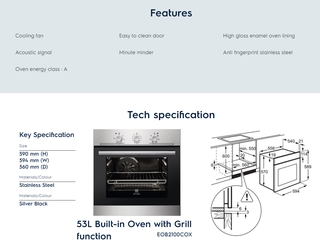 Электрический духовой шкаф electrolux eob2100cox