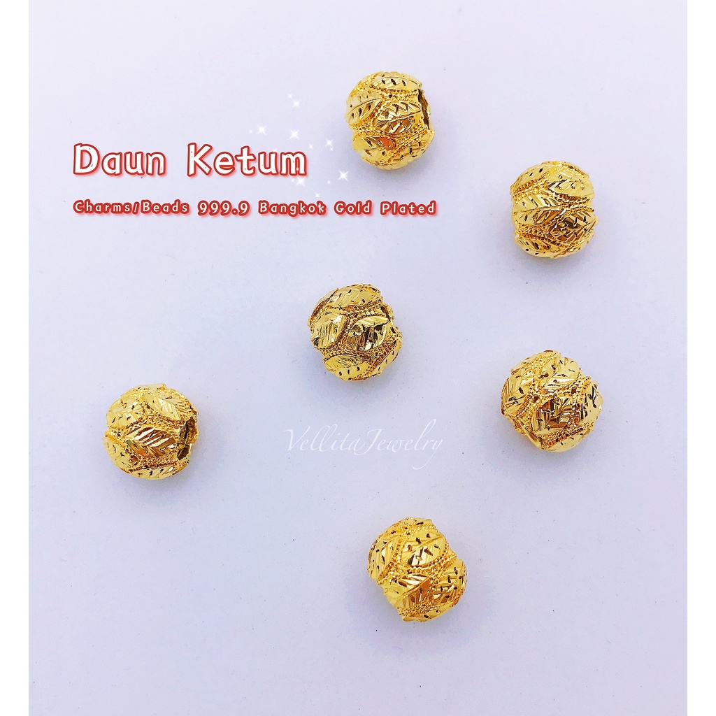 [VJ]Accessories “DAUN KETUM” Charms/Beads 999.9 Bangkok Gold Plated{Pendora Beads Daun Ketum}