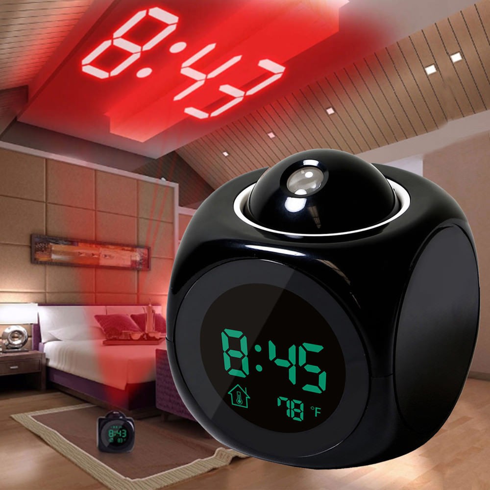 Alarm Clock Led Wall Ceiling Projection Lcd Digital Voice Talking