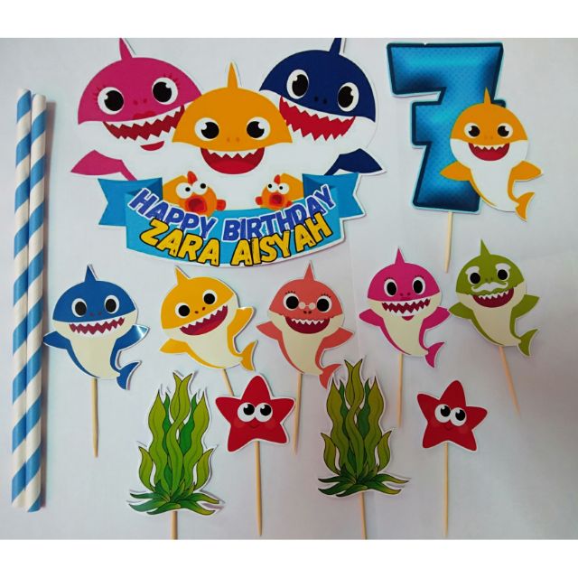 Topper cake baby shark warna cantik | Shopee Malaysia