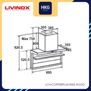 livinox cooker hood lch copperplus 90ss