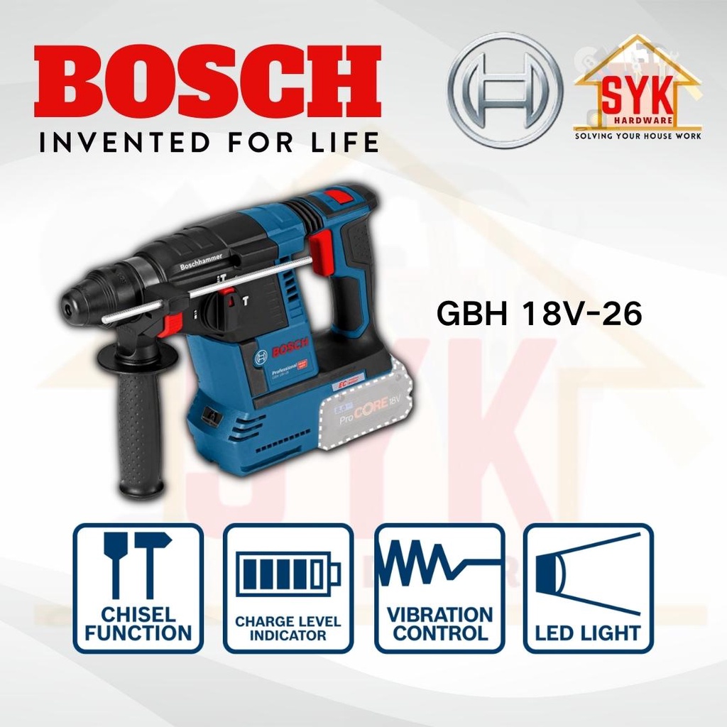 Syk Bosch Combo Value Pack Set Gbh 18v 26 Cordless Rotary Hammer Gws 18v 10 Cordless Angle Grinder Power Tools Machine Shopee Malaysia