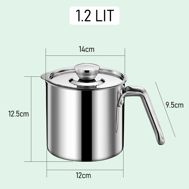 🌹[Local Seller]  304 STAINLESS STEEL FILTER OIL POT 1.2/ 1.3/1.8lit Kitchen Cooking Oil Containe