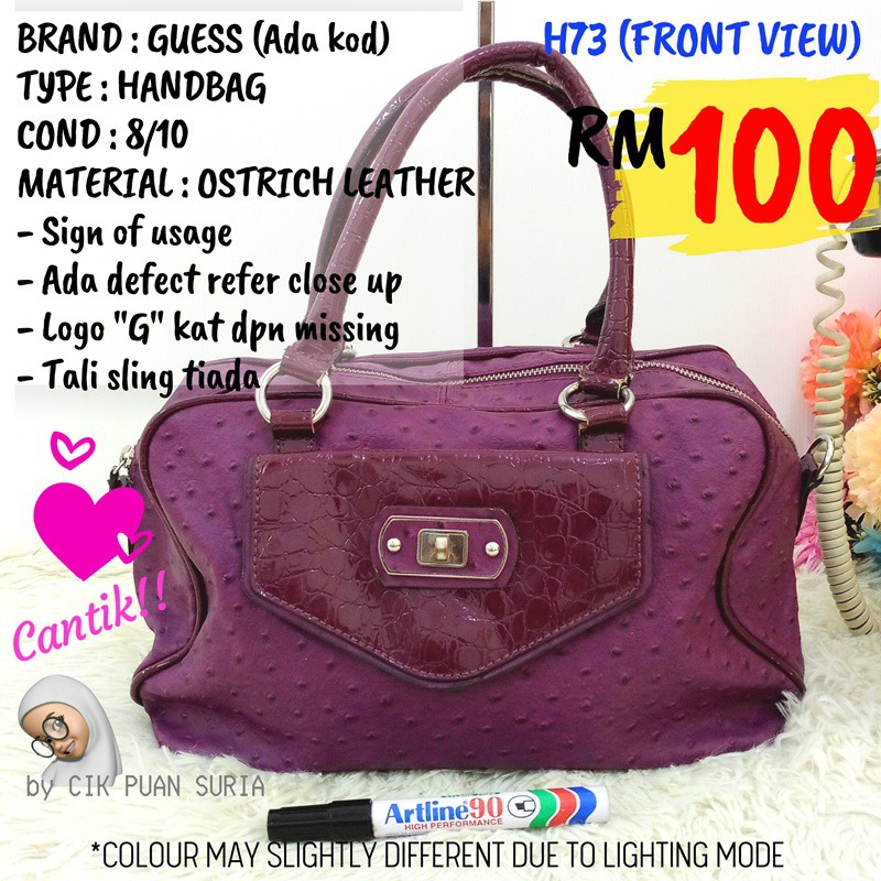 guess purple handbag