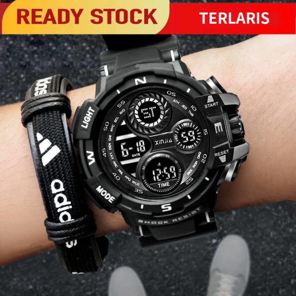 .❤Ready Stock ❗Waterproof❗️ jam tangan lelaki gold watch murah jam murah men watch Tonton pelajar lelaki versi Korea sukan sukan remaja sekolah menengah remaja penggera yang mudah tahan lasak jam tangan elektronik bercahaya lelaki