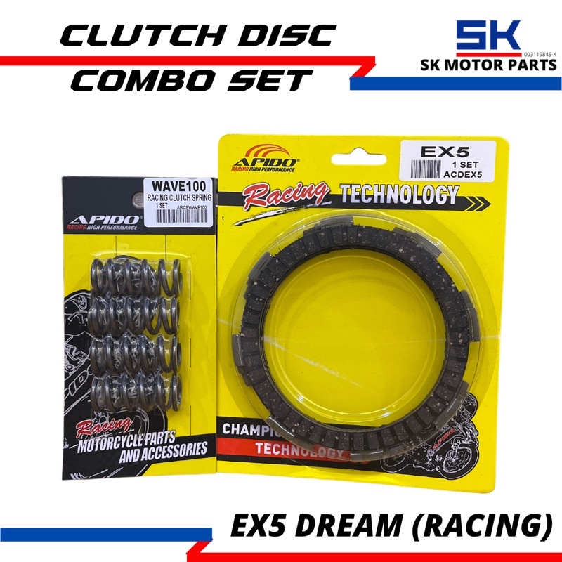 Racing Clutch Disc + Spring Ex5 Dream/Wave100/Class 1 APIDO(CLUTCH