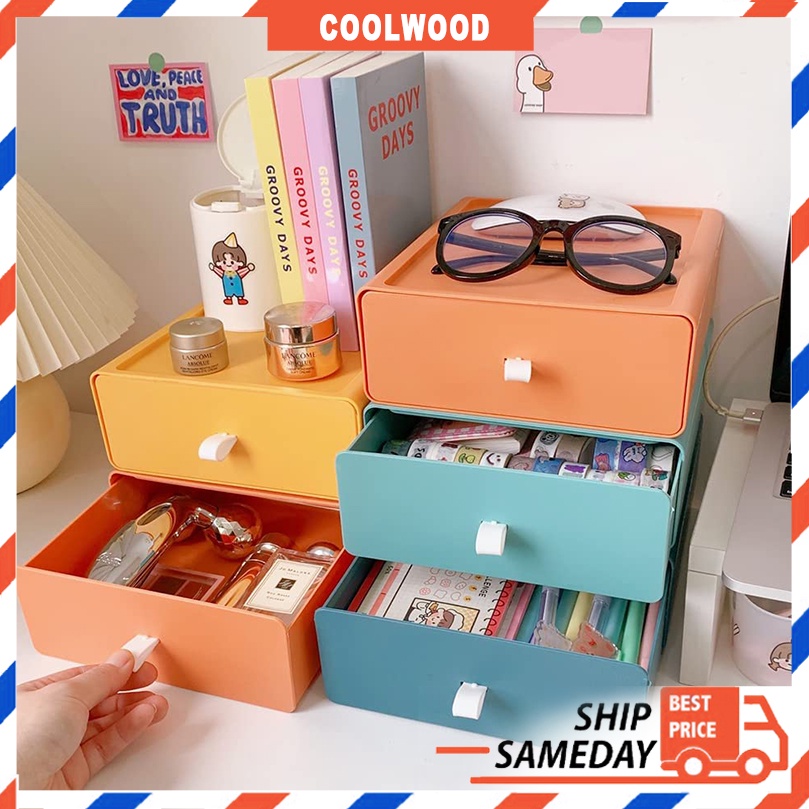 Desktop Storage Box Multicolor Plastic Stationery Jewelry drawer