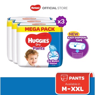 Image of Huggies Dry Pants Mega Pack - S70/M80/L64/XL56/XXL46 (3 Packs)