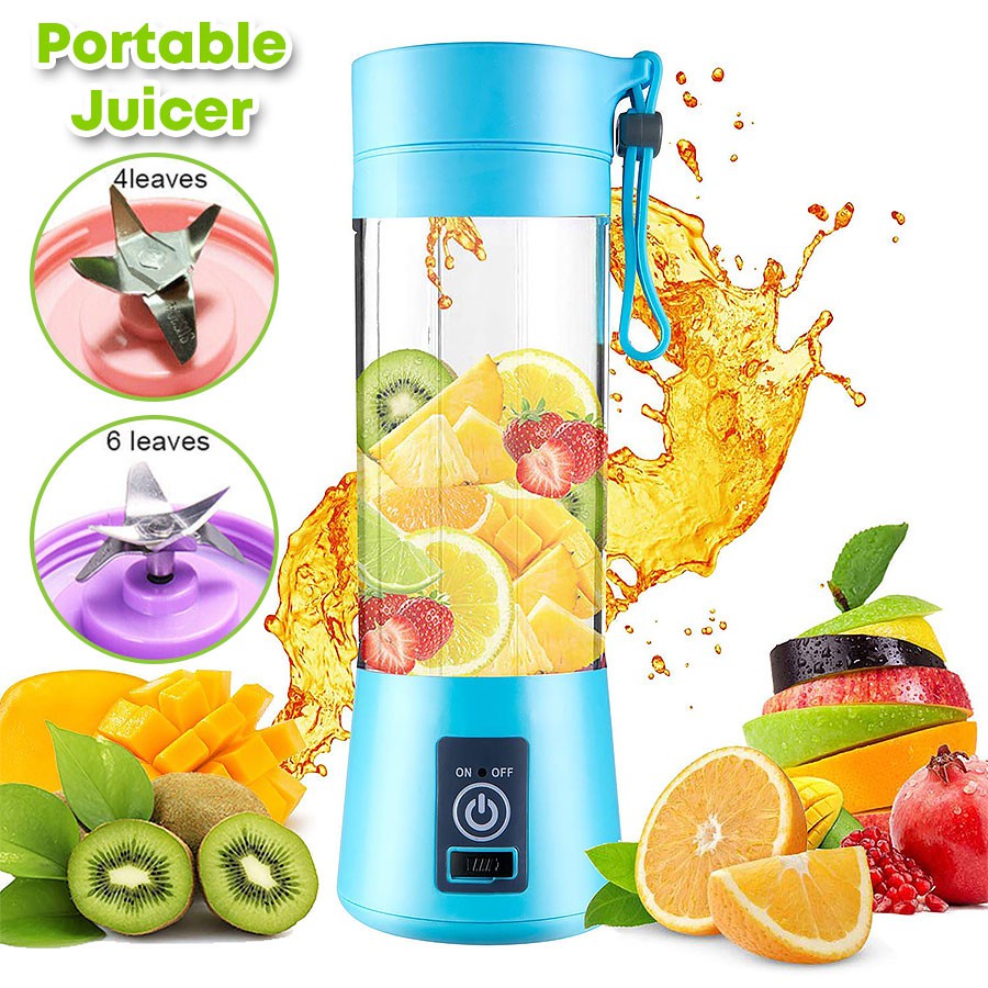 USB Portable 6 / 4 Blades Electric Fruit Juicer Cup Bottle Mixer Rechargeable Juice Blender Fruit Smoothie Gym Travel