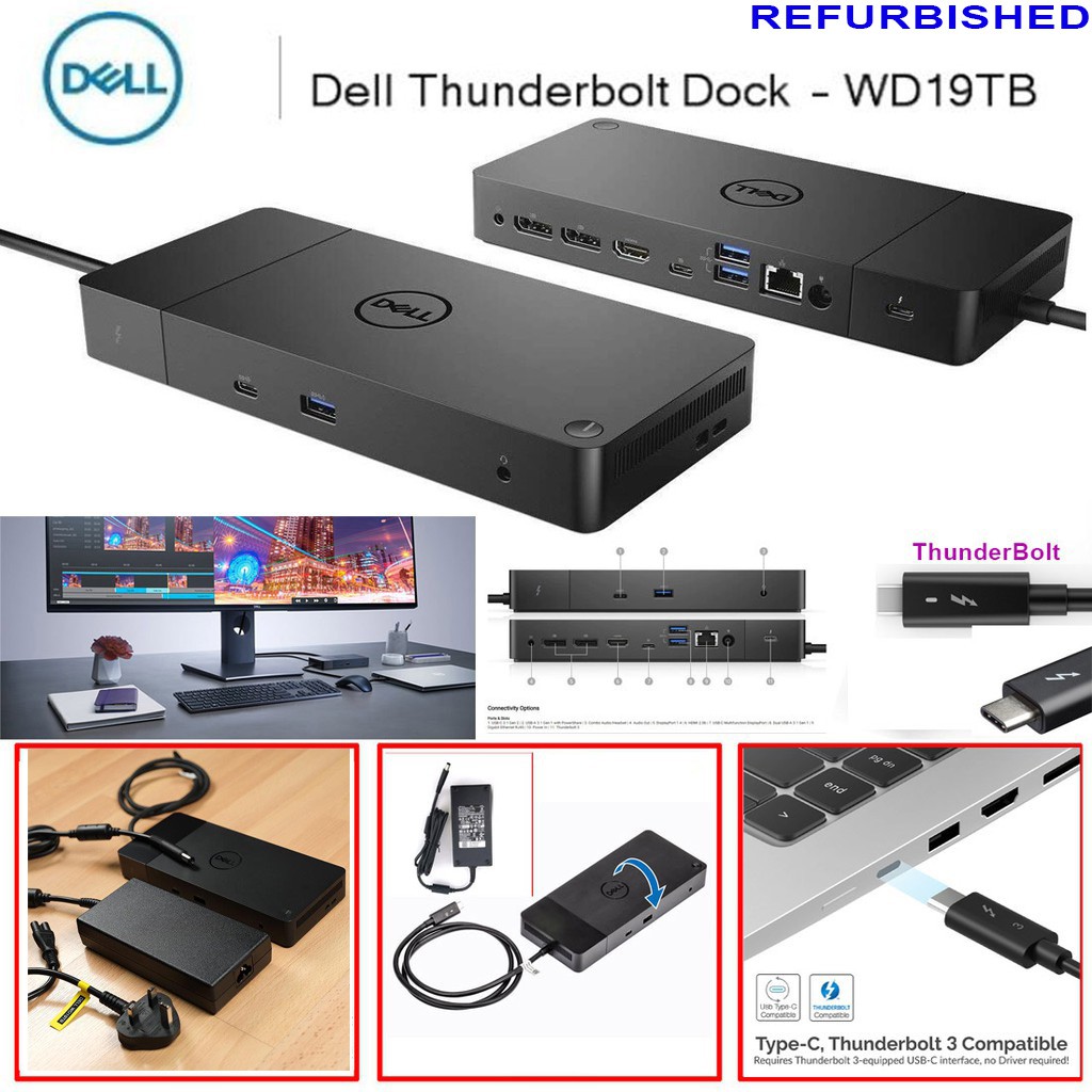 (REFURBISHED) Dell WD19TB WD19TBs Thunderbolt 4K Dock with 180w Adapter USB 3.1 Gen 1 USBC Type