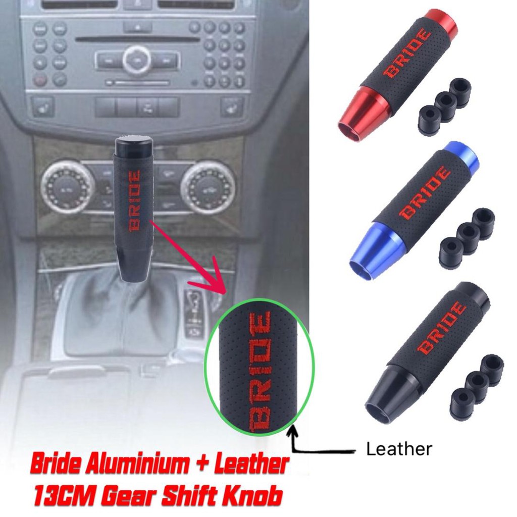 NEW !!! 13cm BRIDE Aluminum + Leather Gear Shift Knob Shifter Lever