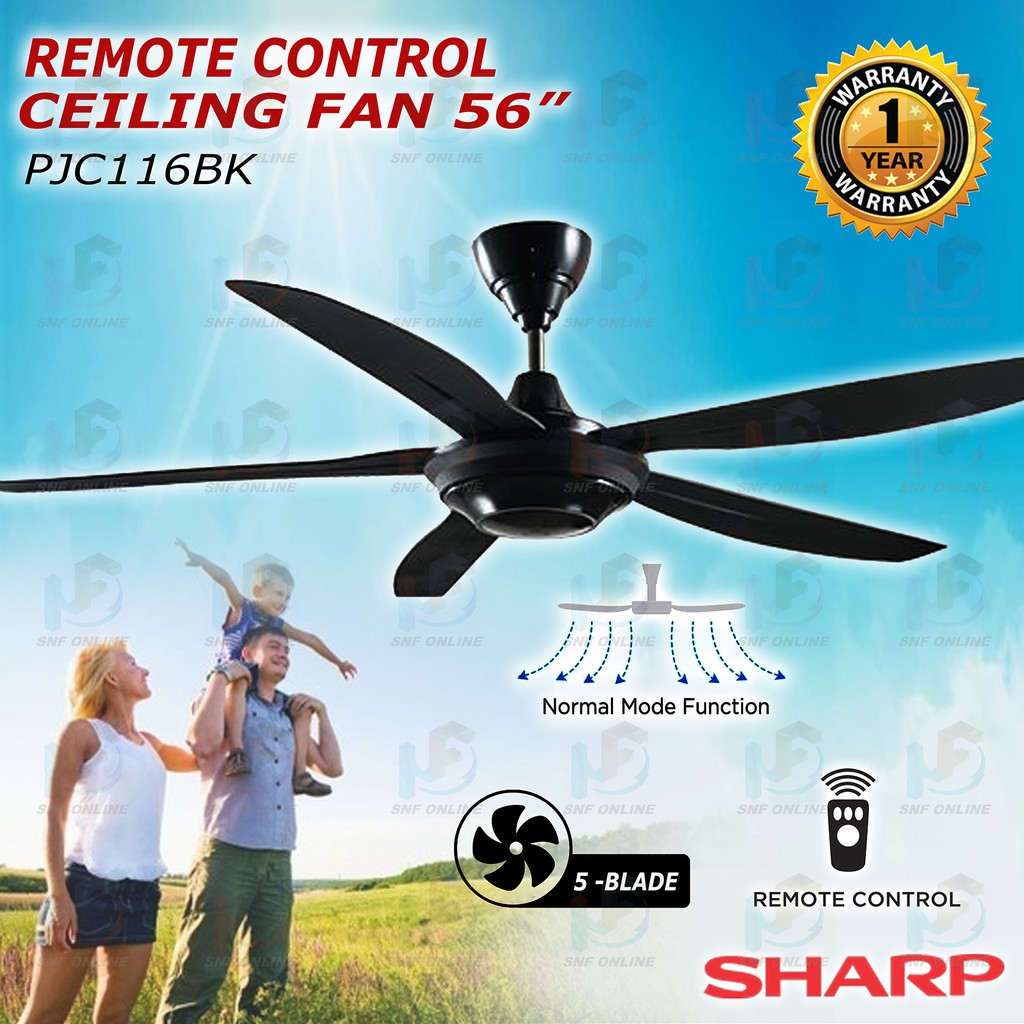 Sharp 5 Blade Ceiling Fan With Remote Control 56 Pjc116bk Shopee Malaysia