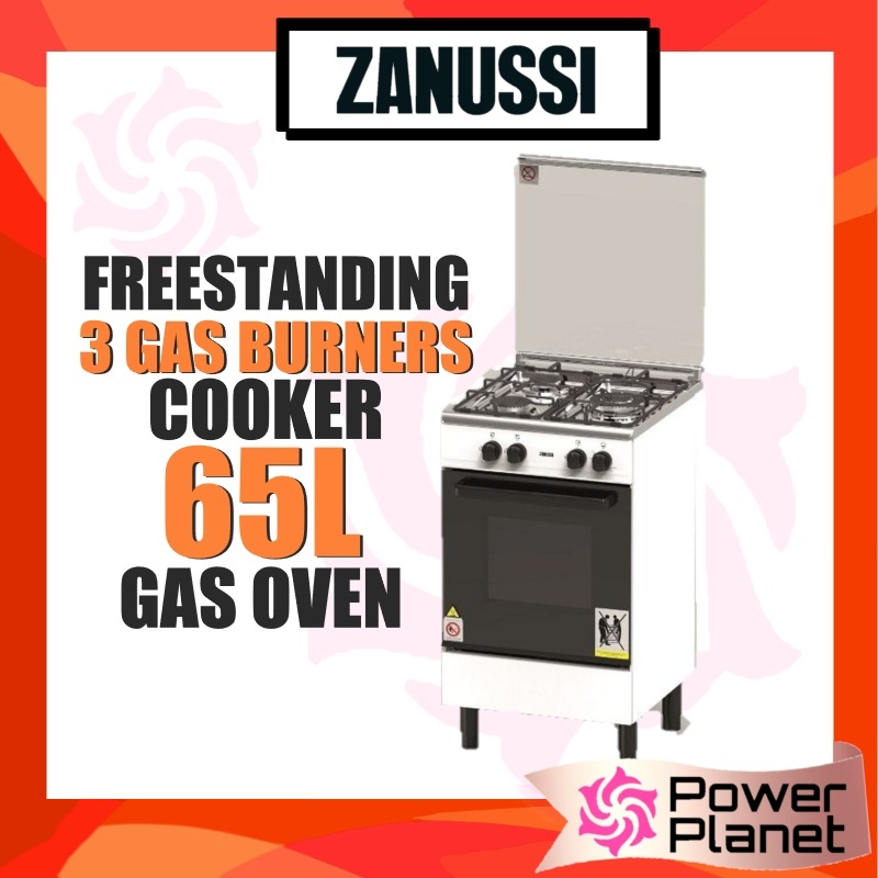 Zanussi ZCG530W 3 Burners Freestanding Gas Cooker  (White) 62L Gas Oven