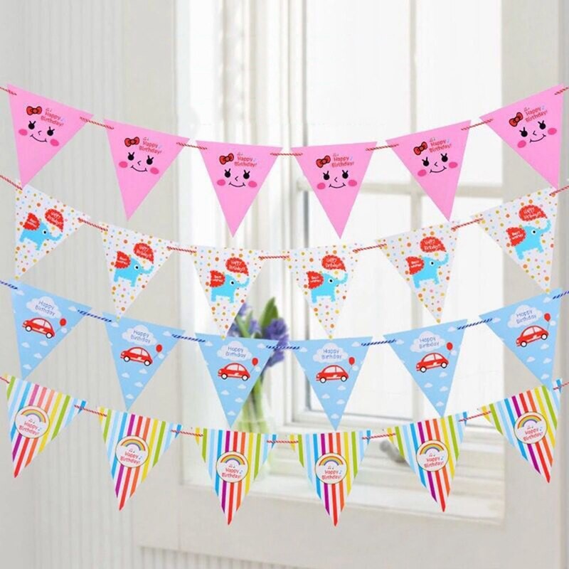Banzhen New 1 Set Trigon Pennant Garland Banner Fabric Flags