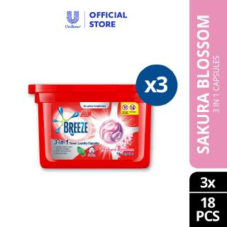 Image of Breeze 3in1 Capsule Detergent Sakura Blossom 18's (216g x 3)