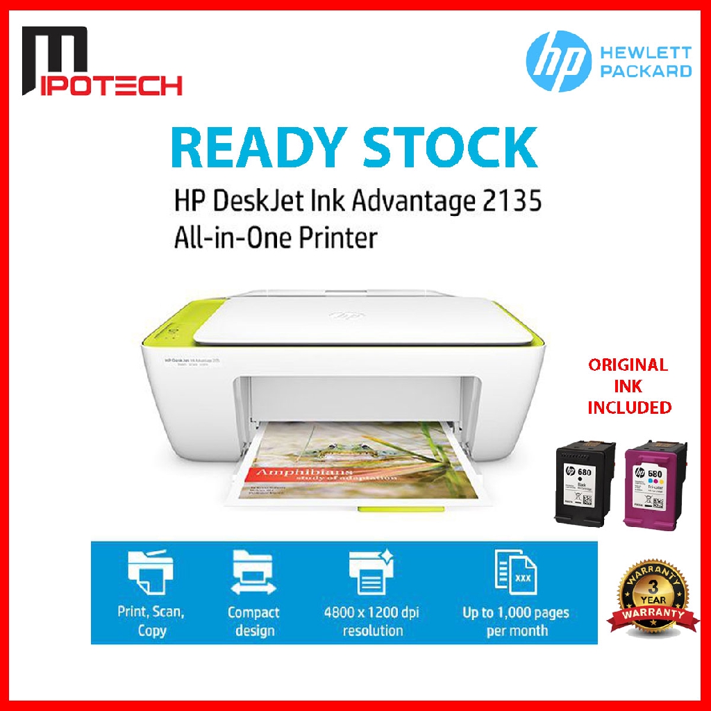 Hp Deskjet Ink Advantage 2135 All In One Printer Printscancopy 3 Years On Site Warranty 0623