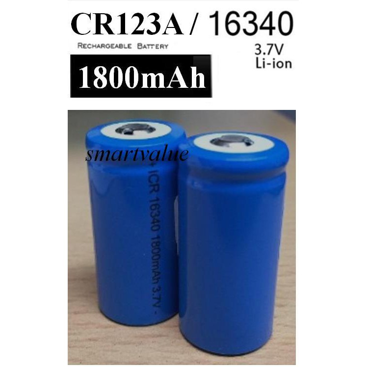 High quality CR123A / ICR 16340 1800mAh 3.7V Rechargeable lithium ion