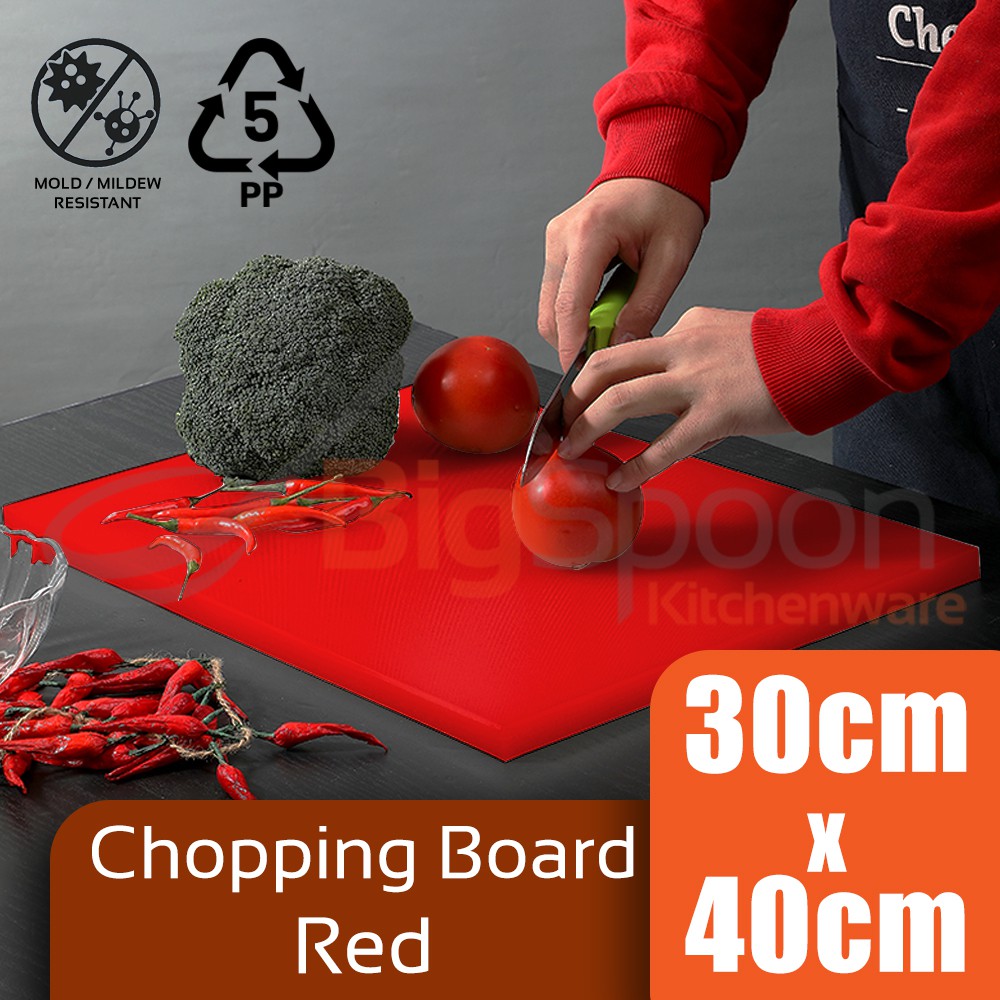 Colourful Polypropylene Chopping Board 30cm x 40cm - Red