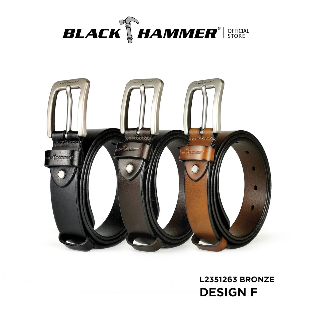 Black Hammer Men Genuine Leather Belt - Design F