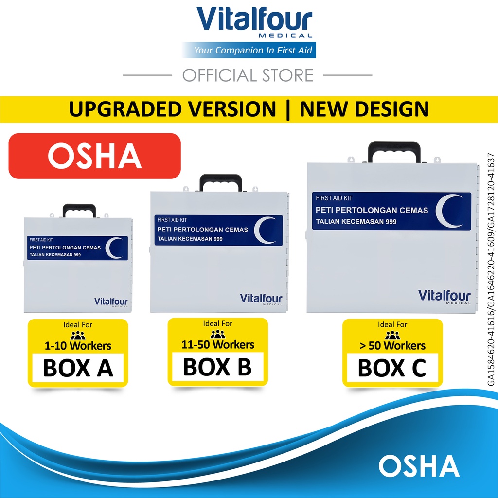 [ Newly Upgraded ] VitalFour OSHA Workplace First Aid Kit By DOSH (BOX ...