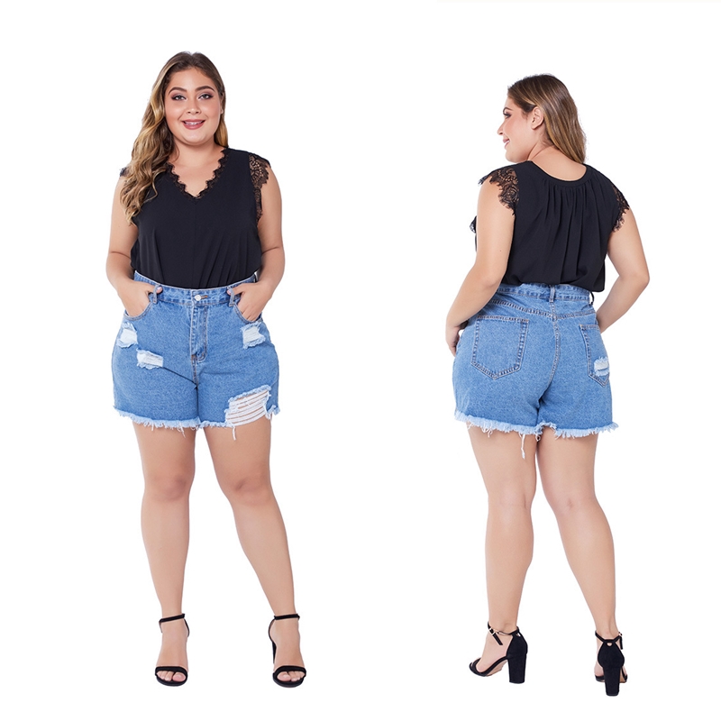 En nat forkæle karton Ready Stock L-3XL Plus Size Denim Shorts Women Casual High Waist Short Jeans  Pants 981 | Shopee Malaysia
