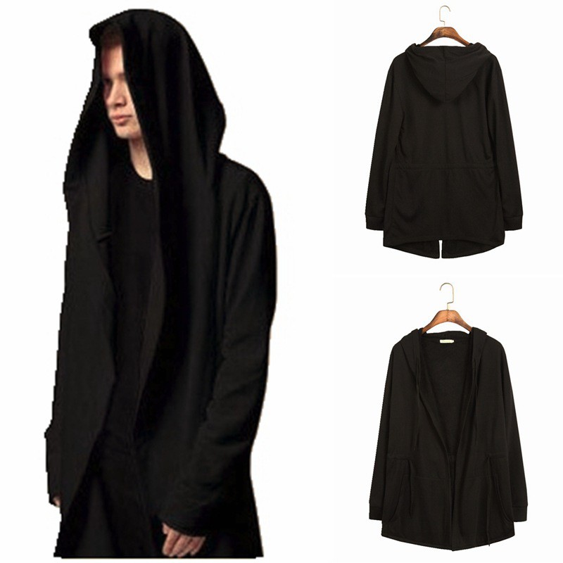 long hooded men's cardigan