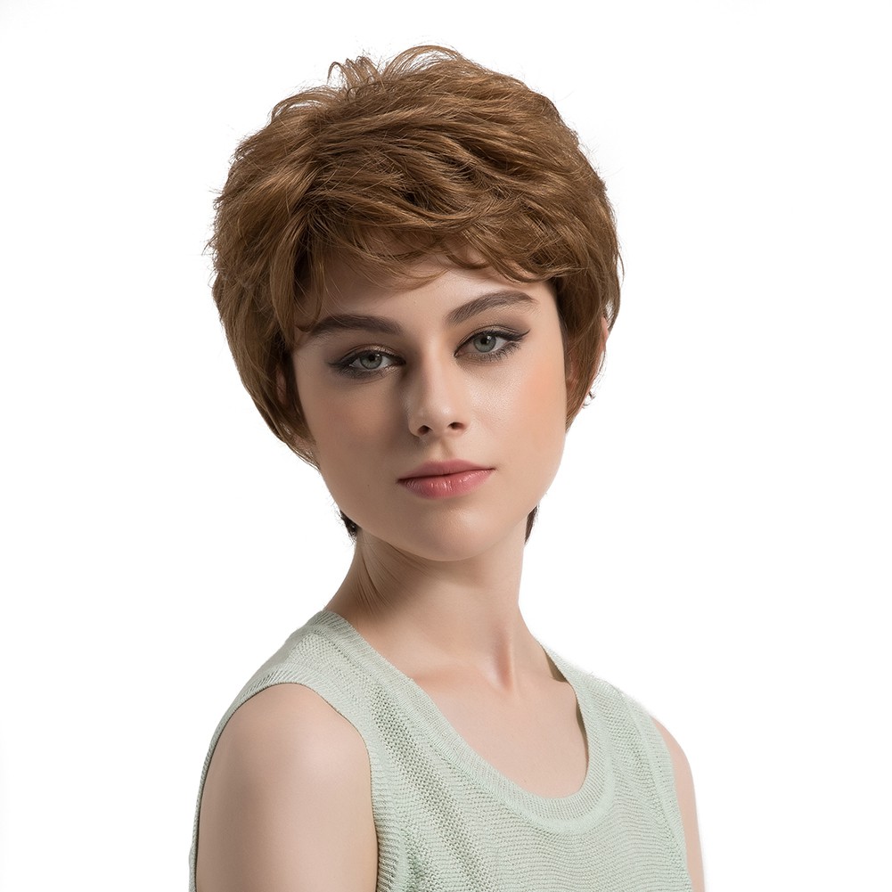 Brown Short Full Wigs Curly Hair Hairpieces Gift Charming Shopee