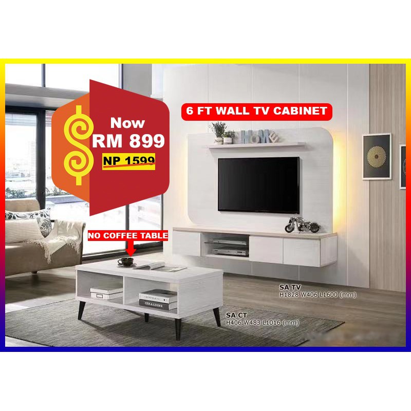 Latest Design 6ft Wall Tv Cabinet With Led Light | Shopee ...