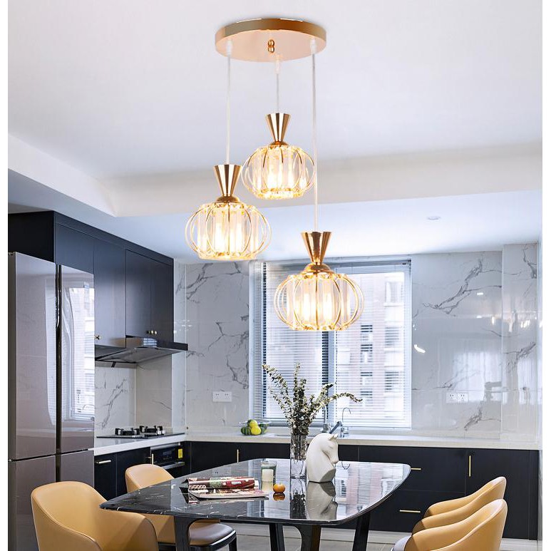 Modern Round 3 Lights Crystal Ceiling Lamp Restaurant Dining Room Led Gold Black Silver Table Bar Chandelier Lighting Ee Malaysia - Crystal Ceiling Lamp Silver