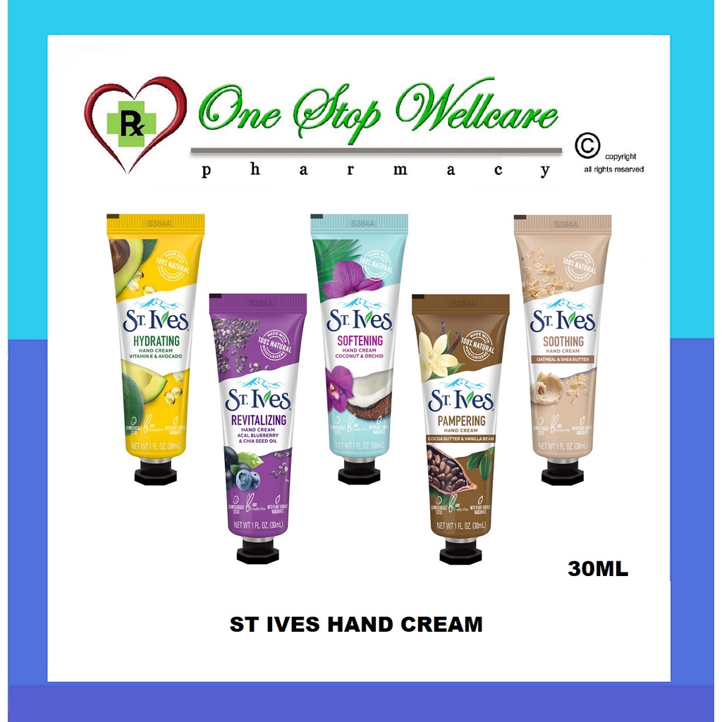 ST IVES HAND CREAM 30ML (HYDRATING/REVITALIZING/SOFTENING/PAMPERING