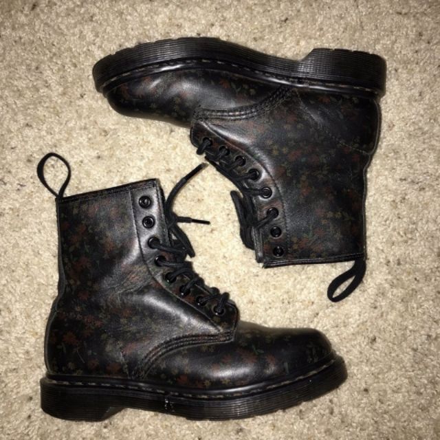 dr martens black flower