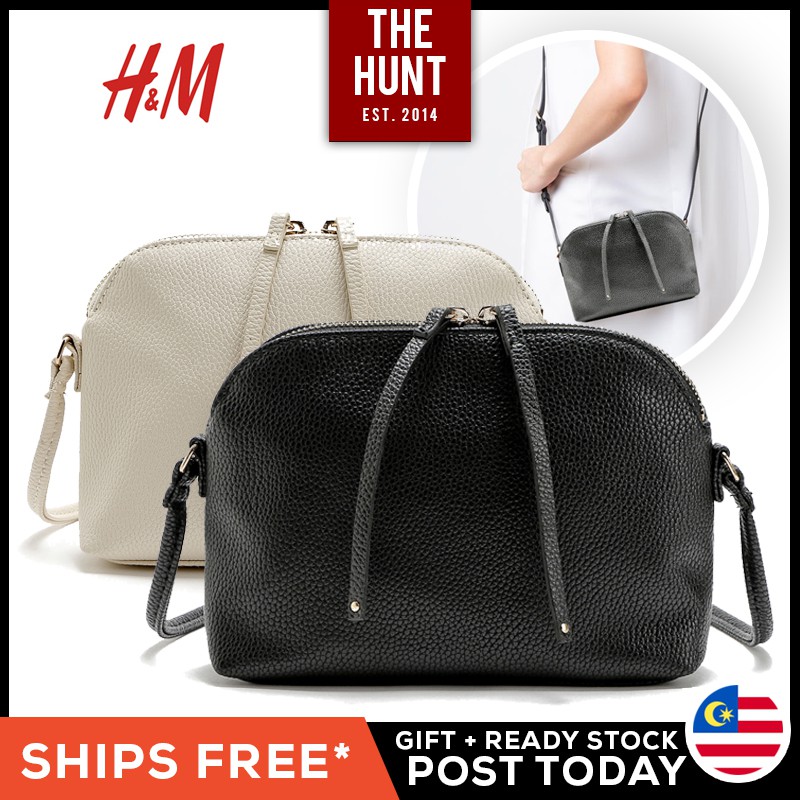 Ready StockH&M Double Zip Half Moon Sling Crossbody Women Handbag Bag Messenger Shoulder Gifts Beg