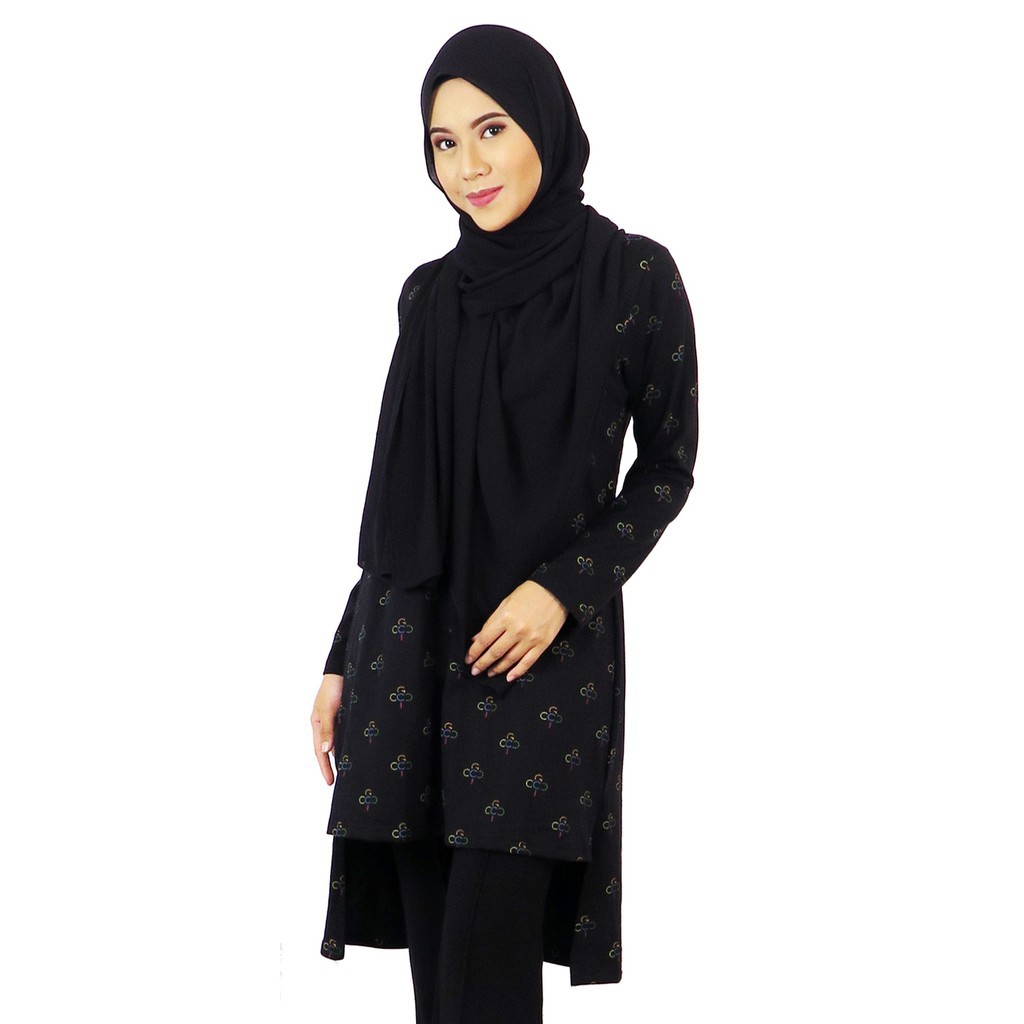 Hot Selling Baju  Raya 2021 Muslimah Fishtail  Top Black 