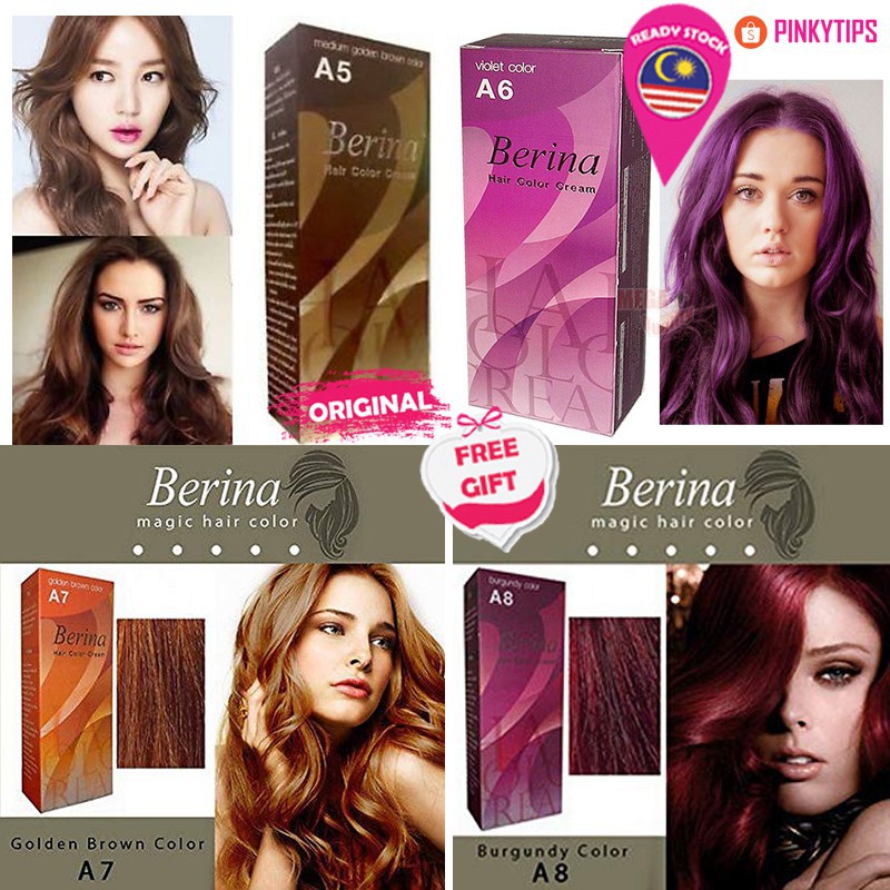 🔥HIGH QUALITY🔥 Hair Coloring ✸Restock ! BERINA HAIR COLOR PERMANENT HAIR  DYE CREAM❃ | Shopee Malaysia